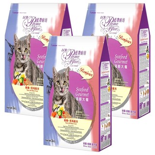 LCB 藍帶廚坊 海鮮大餐 貓糧 呵護寵物泌尿道健康 維持體內環保, 挑嘴 + 亮毛, 3kg, 3袋