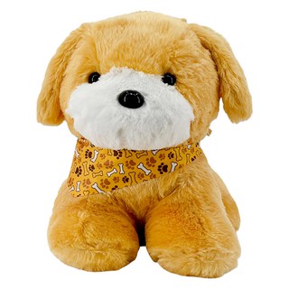 AllBeMine 歐比邁 屁屁狗娃娃 30cm 黃色圍巾 可愛造型 柔軟舒適, 1個