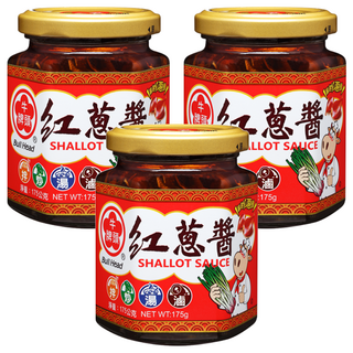 牛頭牌 紅蔥醬, 嚴選台灣在地紅蔥頭, 無豬油成分, 不添加防腐劑, 175g, 3罐