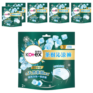 Kotex 靠得住 茶樹沁涼褲 褲型衛生棉, L 28~40吋, 2片, 6包