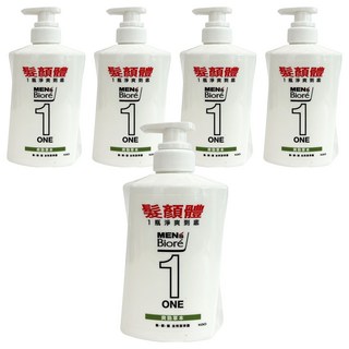 MEN's Biore ONE 髮顏體全效潔淨露 爽勁草本 480ml, 5瓶
