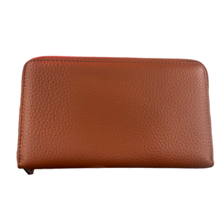 真皮頭層牛皮 RFID 女士長夾, 土黃色, 10 x 20 x 3 cm