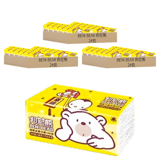 BENI BEAR 邦尼熊 抽取式衛生紙, 100%原生紙漿, 台灣生產, 24包, 3袋