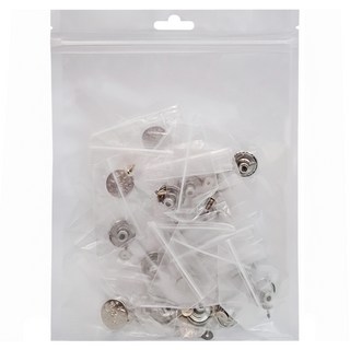 可拆免縫腰圍調節鈕扣 小(17mm) 20個, 透明色 + 銀色, 1組