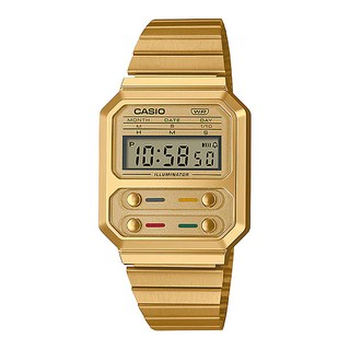CASIO 卡西歐 復古懷舊石英金屬手錶 A100WEG-9A