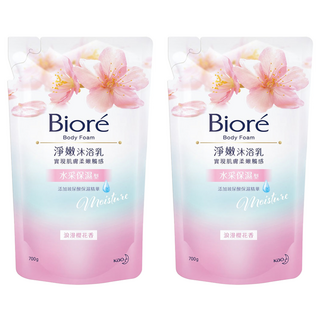 Biore 蜜妮 淨嫩沐浴乳補充包 水采保濕型 浪漫櫻花香, 700g, 2包