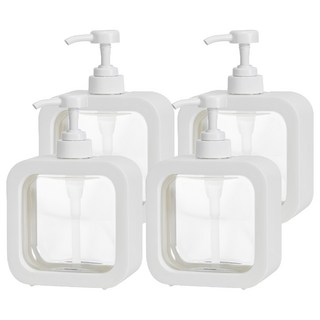 comet 方形透明洗手液瓶 500ml, 白色, 4件