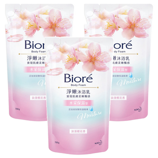 Biore 蜜妮 淨嫩沐浴乳 補充包 浪漫櫻花香 水采保濕型, 700g, 3包