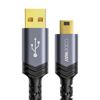 CODEWAY USB A to Mini 5Pin 傳輸線, 1m, 黑色, 1條