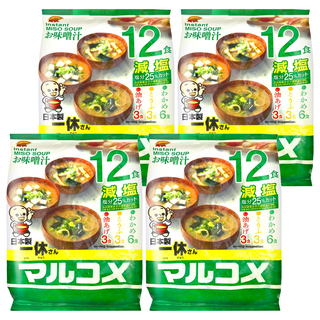 Marukome 一休味噌湯 12食 – 減鹽, 191.1g, 4袋