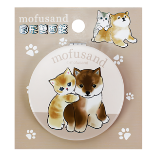 Dung Jin圓形雙面鏡-DJ 可愛雙面設計 方便攜帶 隨時保持美麗妝容, 柴犬, 1入