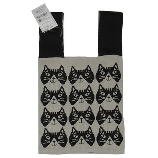 kUSUgURU JAPAN 日本眼鏡貓 手拿包 日式手挽包 輕便購物包 附簡易掛繩可肩背 Michoro San款 40 x 23 x 12cm, 黑色