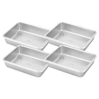 小麥購物 不鏽鋼保鮮盒 附透明蓋 大號, 2組, 4個容器 + 4個蓋子