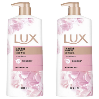 LUX 麗仕 沐浴乳 水嫩柔膚 絲蛋白精華 玫瑰香氛 雙倍滋潤精華 1L, 2瓶