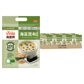 ViVa 萬歲牌 燕麥堅果飲 海苔昆布口味 含膳食纖維 含鈣質 原果研磨 顆粒口感, 320g, 12袋