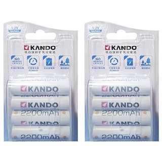 KANDO 感動 低自放 鎳氫電池 2200mAh 可重複充電約1000次, 4顆, 2組