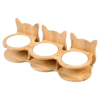 MIAOFAIRY 喵仙兒 三胞胎貓耳碗架組, 原木色 + 白色, 1組