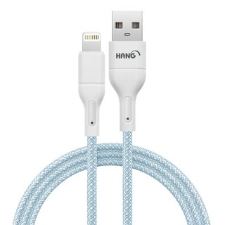 HANG 彩虹編織快充線 USB to Lightning R18 3.4A 支持APPLE8-14快充, 1m, 藍色, 1個