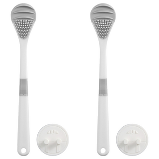 RETRO BUBBLE Premium 3合1按摩清潔舌苔刷 附無痕掛架 雪花白, 2個, 20g