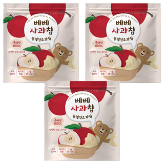 bebe貝兒 冷凍乾燥水果 蘋果 韓國產, 3包, 15g