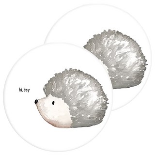 硅藻土吸水杯墊 圓形 印花, 刺蝟 白色, 10 x 10 x 0.8cm, 2個