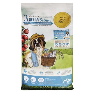 REAL POWER 瑞威 全犬3號 乾飼料，含鮭魚、Omega-3、醫藥級魚油，適用於敏感體質, 海洋魚貝, 4kg, 1袋