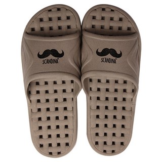 SHABATH 排水防滑浴室拖鞋 鬍子款 韓國產 輕量柔軟, 咖啡色, 1雙