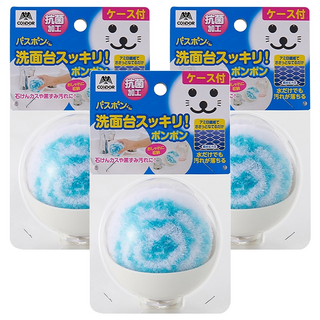 CONDOR 山崎 小海豹洗手台清潔球 附盒 抗菌加工 特殊網目纖維, 藍色, 3個