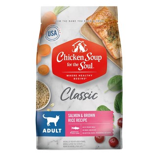 Chicken Soup for the Soul 心靈雞湯 經典系列 成貓配方 乾飼料 4種肉類 16種蔬果 高蛋白低碳水配方, 大西洋鮭魚 + 佐雞肉, 2kg, 1袋