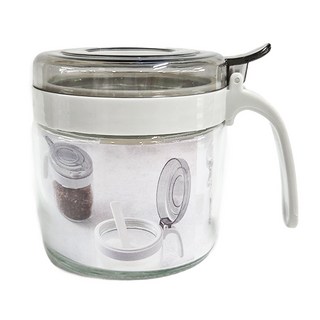 UdiLife 優的生活大師 magic cook 美廚圓形玻璃調味罐 Set, 300ml, 附匙, 寬口徑, 耐熱玻璃, 1組