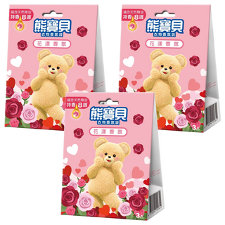 熊寶貝 衣物香氛袋 花漾香氛, 天然精油, 持香8週, 3入, 21g, 3盒