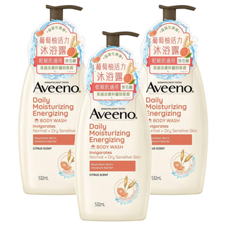 Aveeno 燕麥活力果香沐浴露 葡萄柚, 532ml, 3瓶