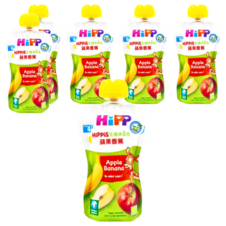 HiPP 喜寶 生機水果趣 蘋果香蕉, 100%生機水果製成 不額外添加糖 100公克 歐洲原裝進口, 100g, 6瓶