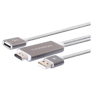 THOMSON 湯姆盛 USB A母-USB A公手機平板同步HDMI傳輸線 TM-TAW03UC, 100cm, 1個, 灰色