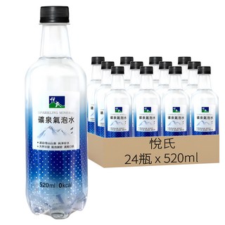 悅氏 礦泉氣泡水, 520ml, 24瓶