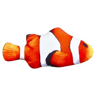 極鮮絨毛仿真魚寵物玩具, 小丑魚 橘色 + 白色, 1個