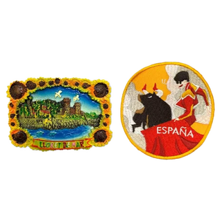 A-ONE 匯旺 西班牙濱海略雷特造型磁鐵+西班牙鬥牛背膠補丁【2件組】c211+311, 1組, 磁鐵:3.03 x 2.2inches，布藝徽章:2.75 x 2.75inches