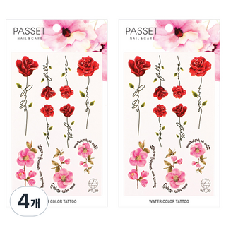 파셋 수채화 타투 스티커, 4개, WT39