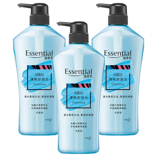 Essential 逸萱秀 瞬效鎖水系列 清爽防油光洗髮精 0矽靈添加 適合髮根泛油、髮尾乾燥髮, 700ml, 3瓶