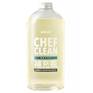 CHEF CLEAN 淨毒五郎 碗盤清潔劑補充瓶, 符合衛福部食品洗劑級高標製造, 適用於各種食材、食器的清潔, 1L, 1瓶