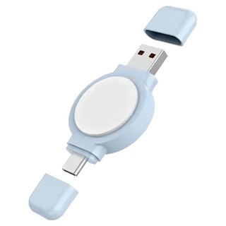 PhotoFast 銀箭資訊 SPIN Charge 手錶磁吸無線疾速雙頭充，USB-A/Type-C 接口，適用於 Apple Watch, 藍色, 1個