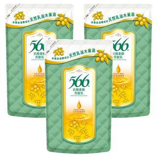 566 抗屑柔順洗髮乳 補充包 天然乳油木果成分 調節頭皮、平衡油脂 保濕鎖水、滋潤, 510g, 3包