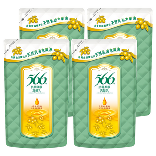 566 抗屑柔順洗髮乳 補充包, 天然乳油木果成分, 調節頭皮、平衡油脂, 保濕鎖水、柔順滋潤, 510g, 4包