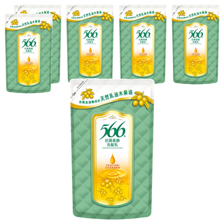 566 抗屑柔順洗髮乳 補充包 天然乳油木果成分 調節頭皮、平衡油脂 保濕鎖水、滋潤, 510g, 6包