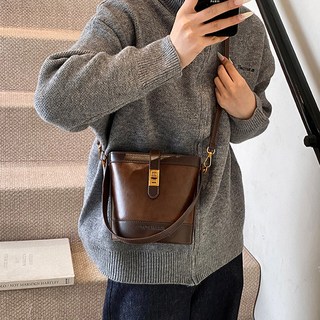 ViVEMO Arden 復古搭扣斜背兩用托特包 11324, 棕色