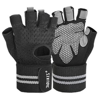 AOLIKES 奧力克斯 透氣防滑健身手套 M, 黑色, HS-113
