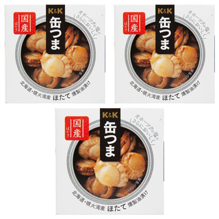 K&K 北海道油浸燻扇貝, 日本國產, 零嘴下酒菜, 55g, 3罐
