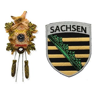 A-ONE 匯旺 德國鳥巢老爺咕咕鐘外國地標磁鐵 + 薩克森自由邦地標刺繡繡片2件組, 德國鳥巢老爺咕咕鐘外國地標 + 薩克森自由邦地標