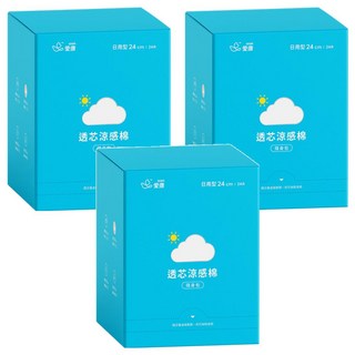 icon 愛康 涼感衛生棉 單片獨立包裝 日本棉柔表層, 日用型(24cm), 24片, 3盒