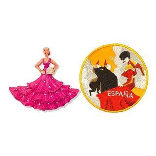 A-ONE 匯旺 西班牙佛朗明哥舞女紀念磁鐵 + 西班牙鬥牛識別章 Set, 7.5 x 6cm, C147 + 311